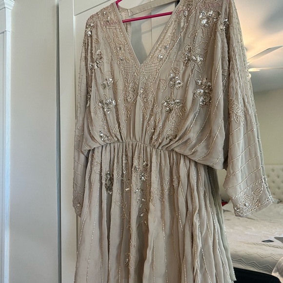 Petite Champagne sparkly fit and flare dress from asos - Picture 2 of 3